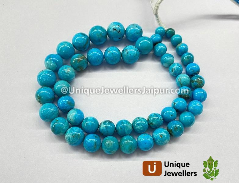 Golden Spiderweb Turquoise Smooth Round Ball Beads